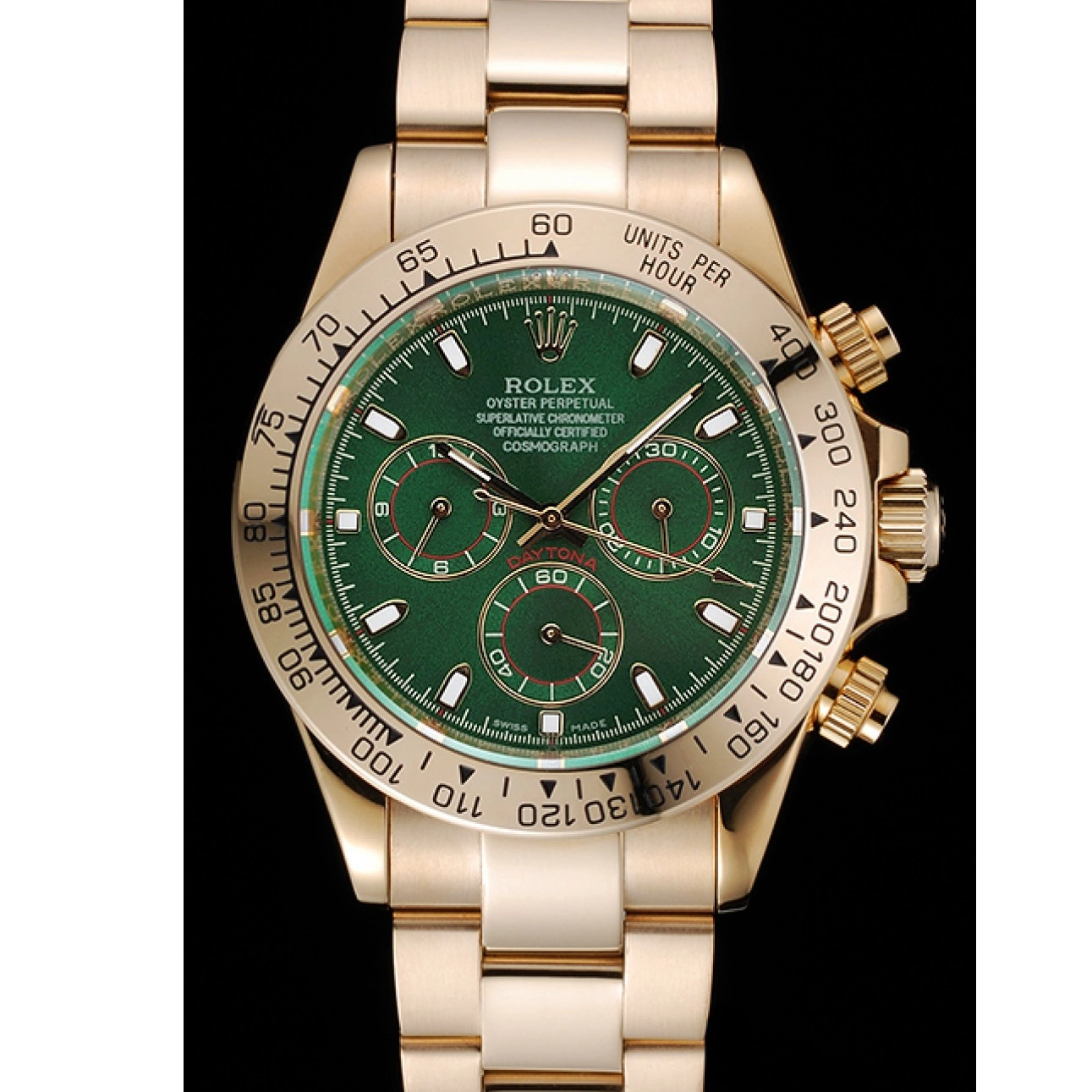 Good copy rolex watches Rolex Cosmograph Green Dial Bracelet Daytona And Case Gold 1454244 0514